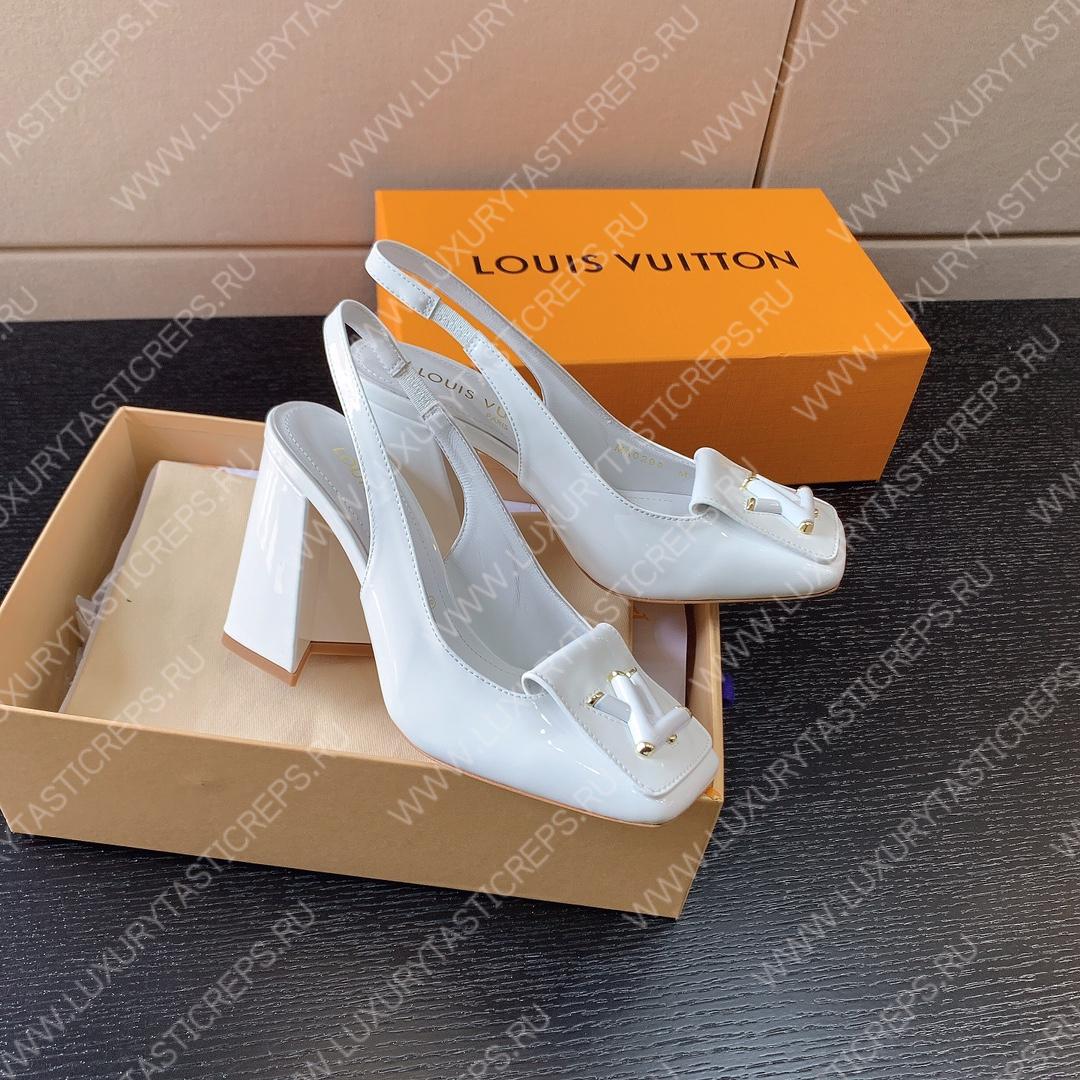 L**is vitton madeleine slingback pumps leather white 1a65og