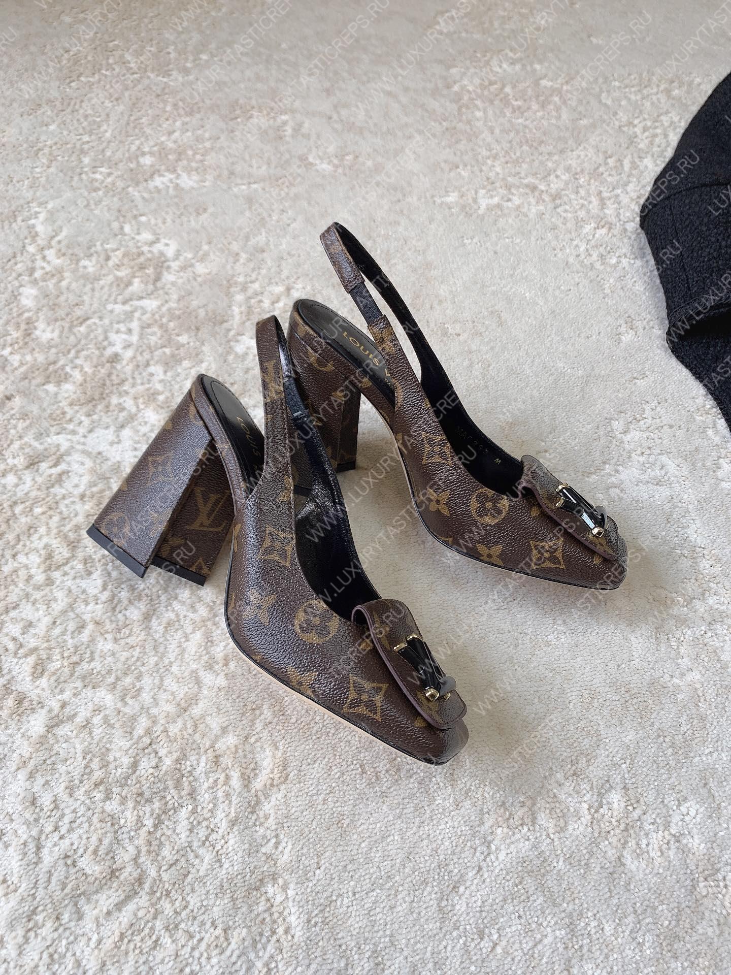 L**is vitton madeleine slingback pumps brown 1a65og