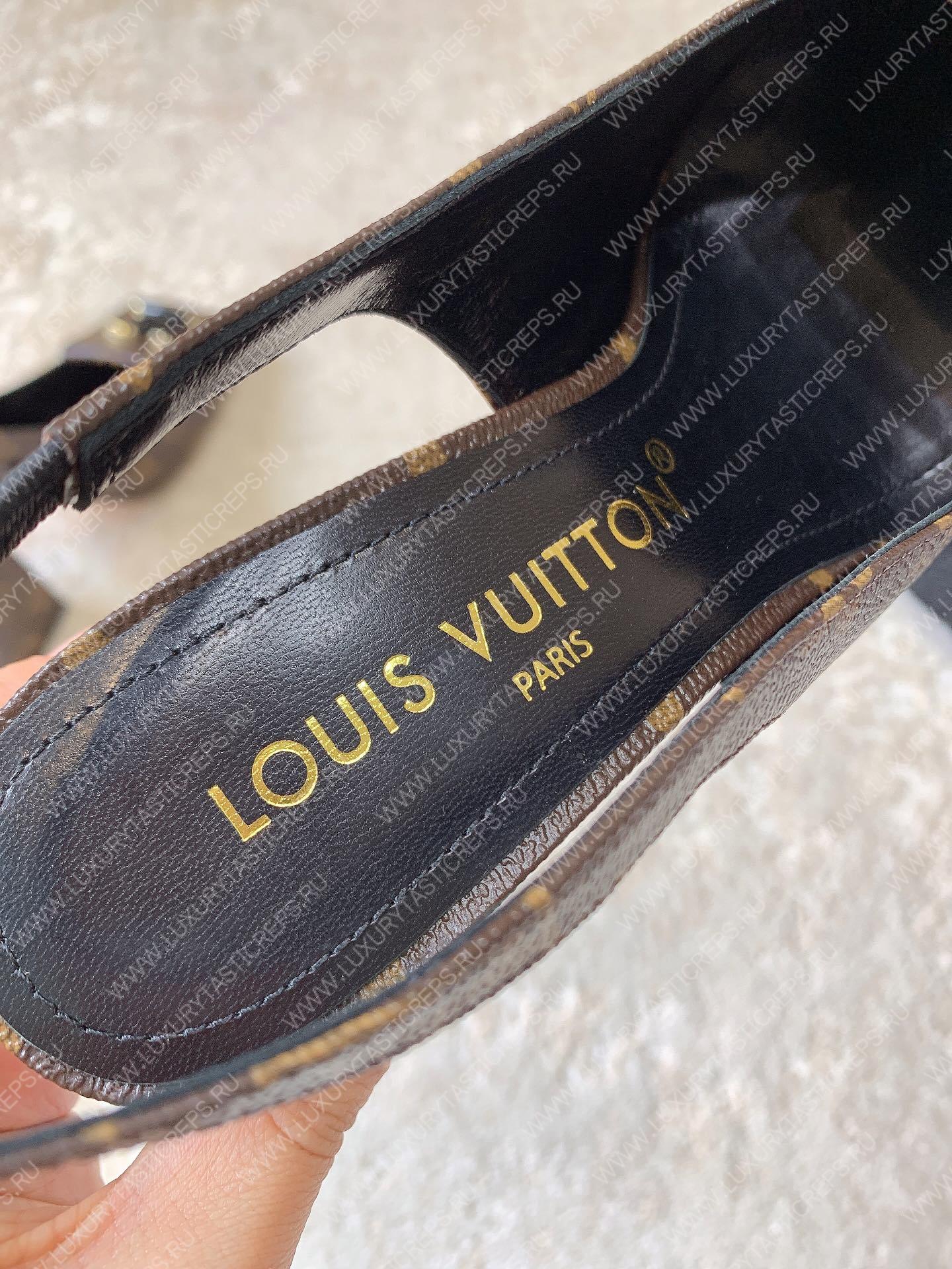 L**is vitton madeleine slingback pumps brown 1a65og