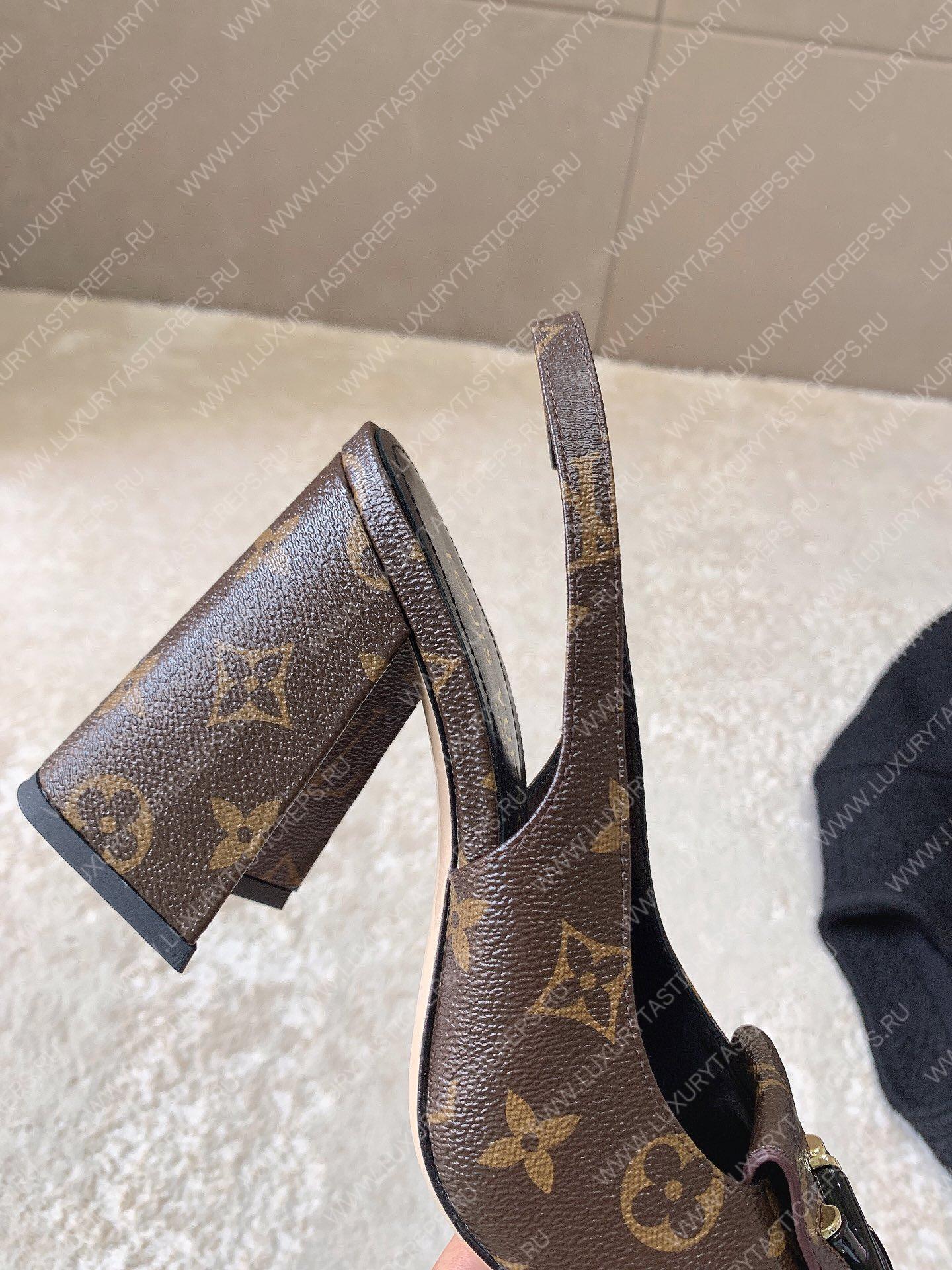 L**is vitton madeleine slingback pumps brown 1a65og