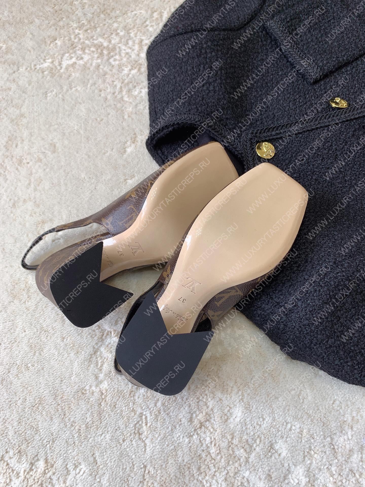 L**is vitton madeleine slingback pumps brown 1a65og