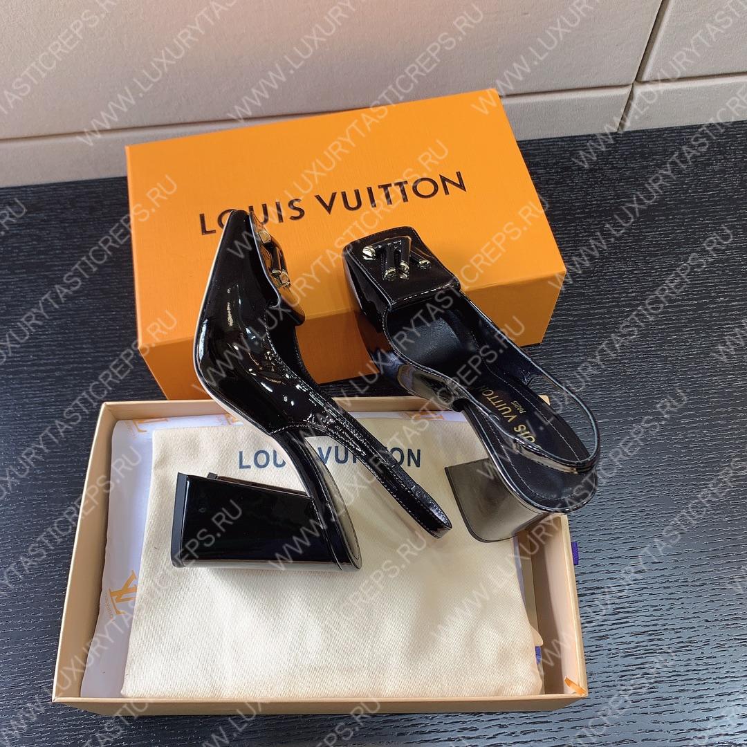 L**is vitton madeleine slingback pumps leather black 1a65og