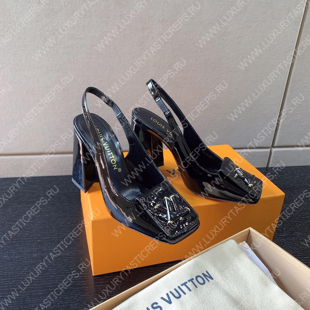 L**is vitton madeleine slingback pumps leather black 1a65og