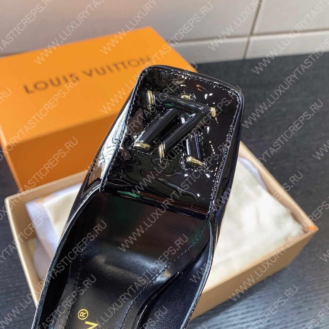 L**is vitton madeleine slingback pumps leather black 1a65og