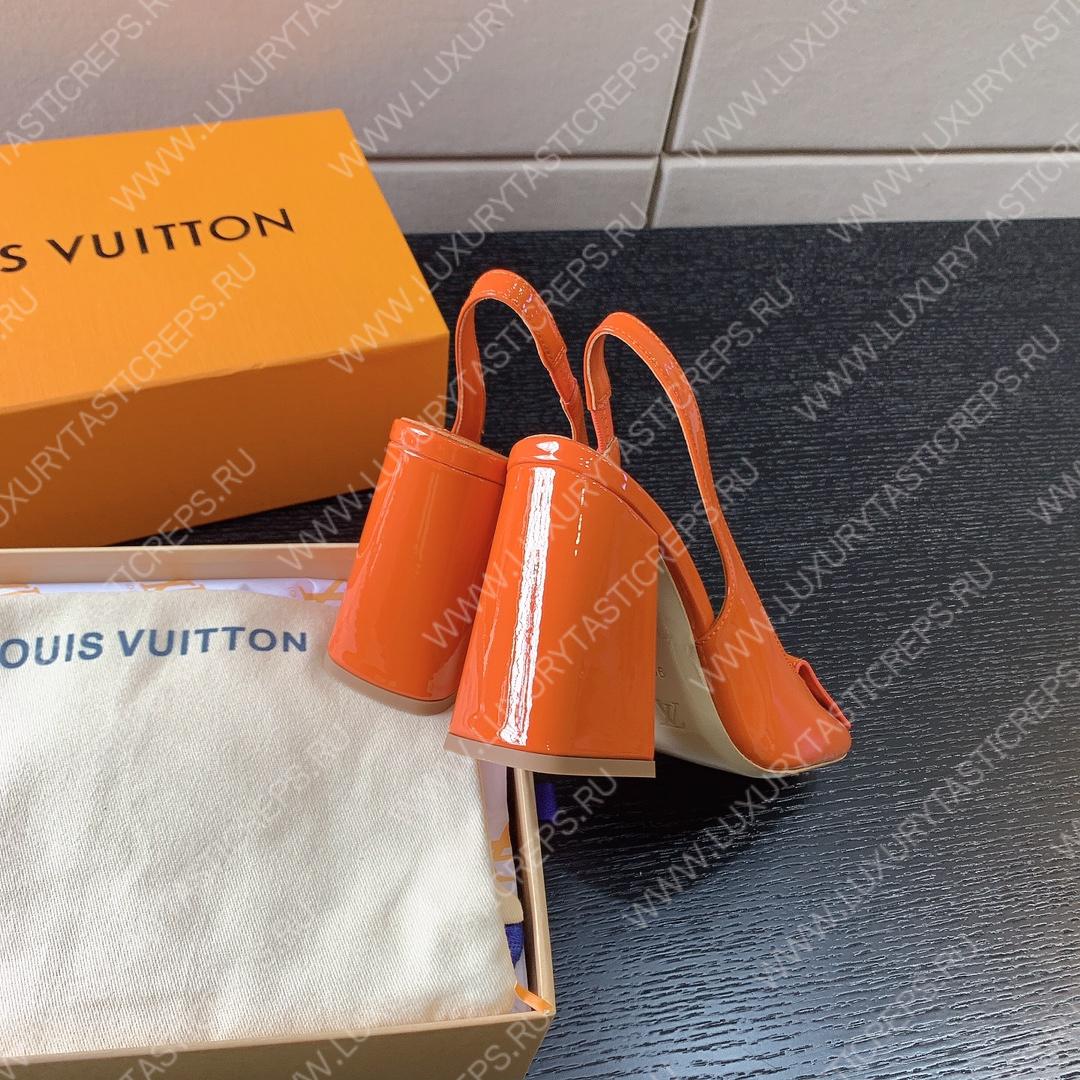 L**is vitton madeleine slingback pumps leather orange 1a65og