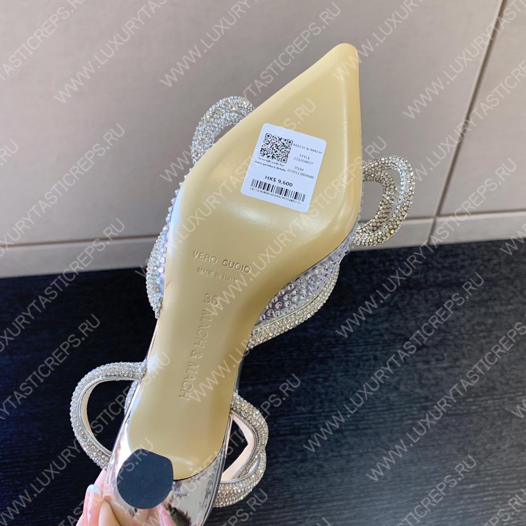 MACH & MACH Double Bow Pumps 110 SILVER