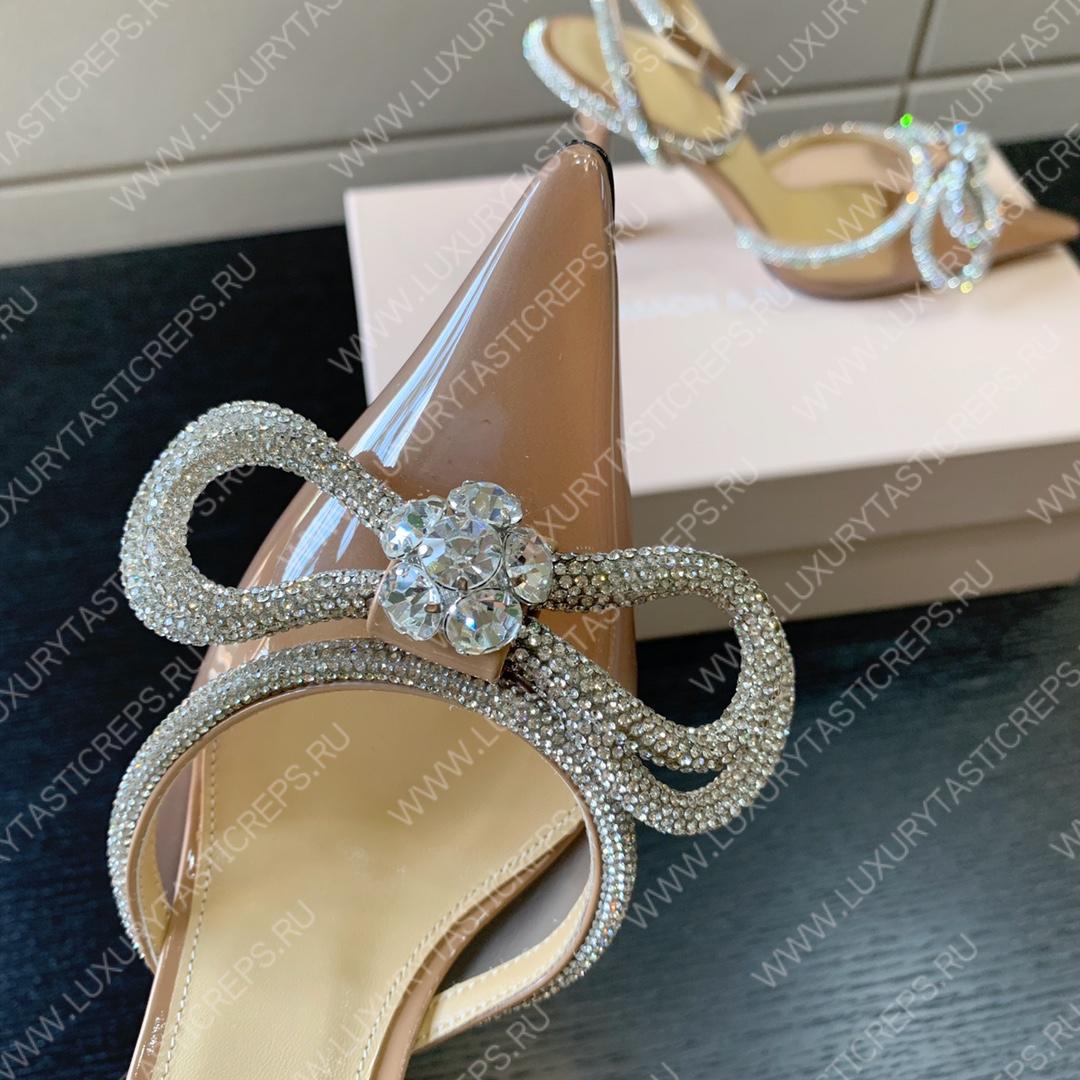 MACH AND MACH DOUBLE BOW 110 CRYSTAL SATIN PUMPS BROWN FW200235