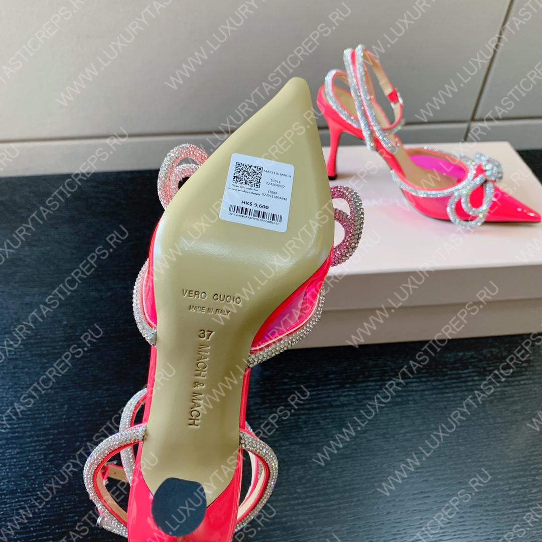 MACH AND MACH DOUBLE BOW 110 CRYSTAL SATIN PUMPS PINK FW200235