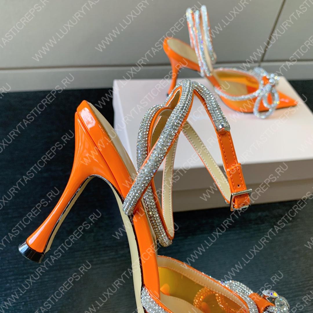 MACH AND MACH DOUBLE BOW 110 CRYSTAL SATIN PUMPS ORANGE FW200235
