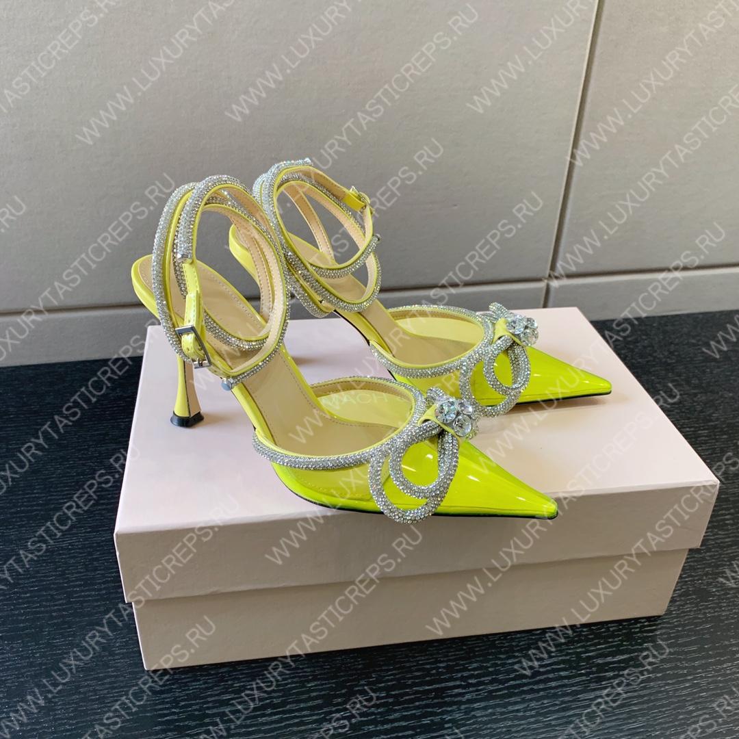 MACH AND MACH DOUBLE BOW 110 CRYSTAL SATIN PUMPS YELOW FW200235