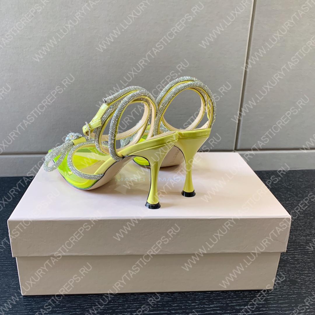 MACH AND MACH DOUBLE BOW 110 CRYSTAL SATIN PUMPS YELOW FW200235