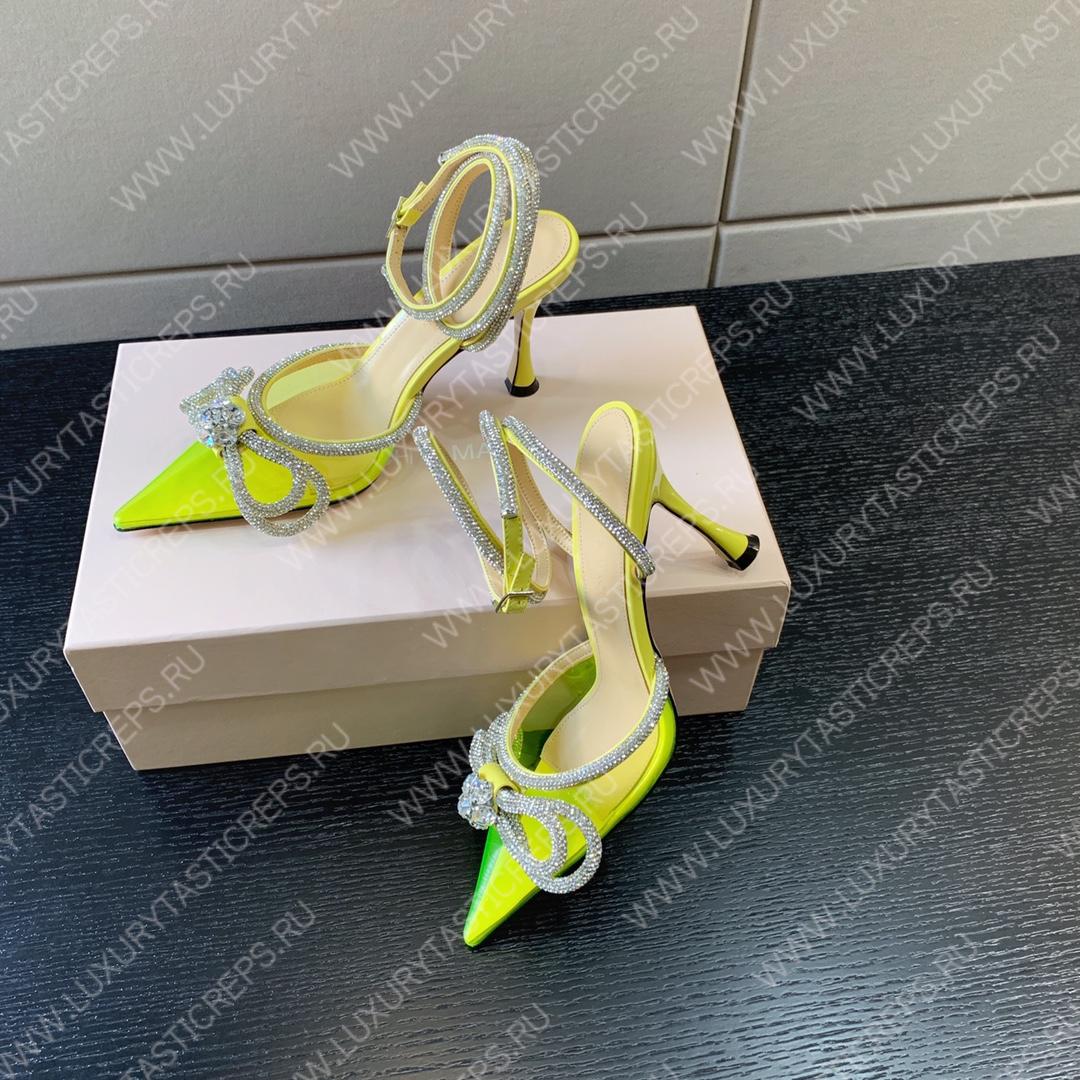 MACH AND MACH DOUBLE BOW 110 CRYSTAL SATIN PUMPS YELOW FW200235