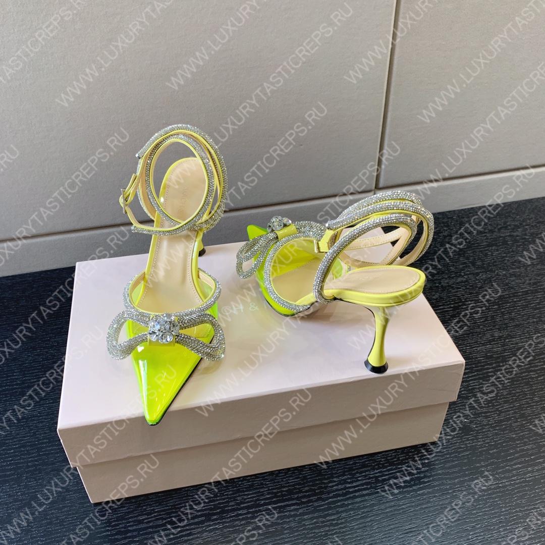 MACH AND MACH DOUBLE BOW 110 CRYSTAL SATIN PUMPS YELOW FW200235