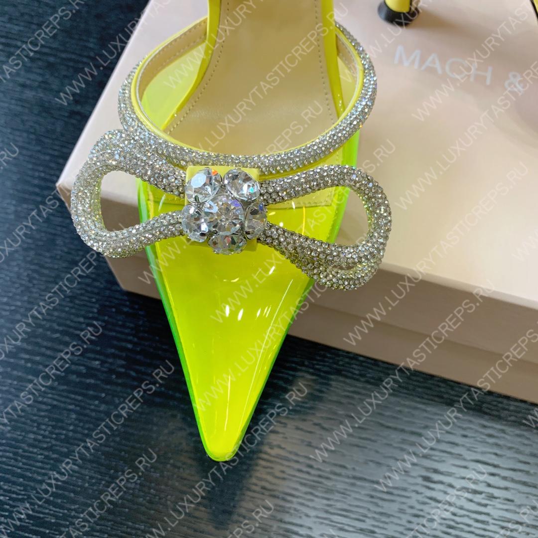 MACH AND MACH DOUBLE BOW 110 CRYSTAL SATIN PUMPS YELOW FW200235