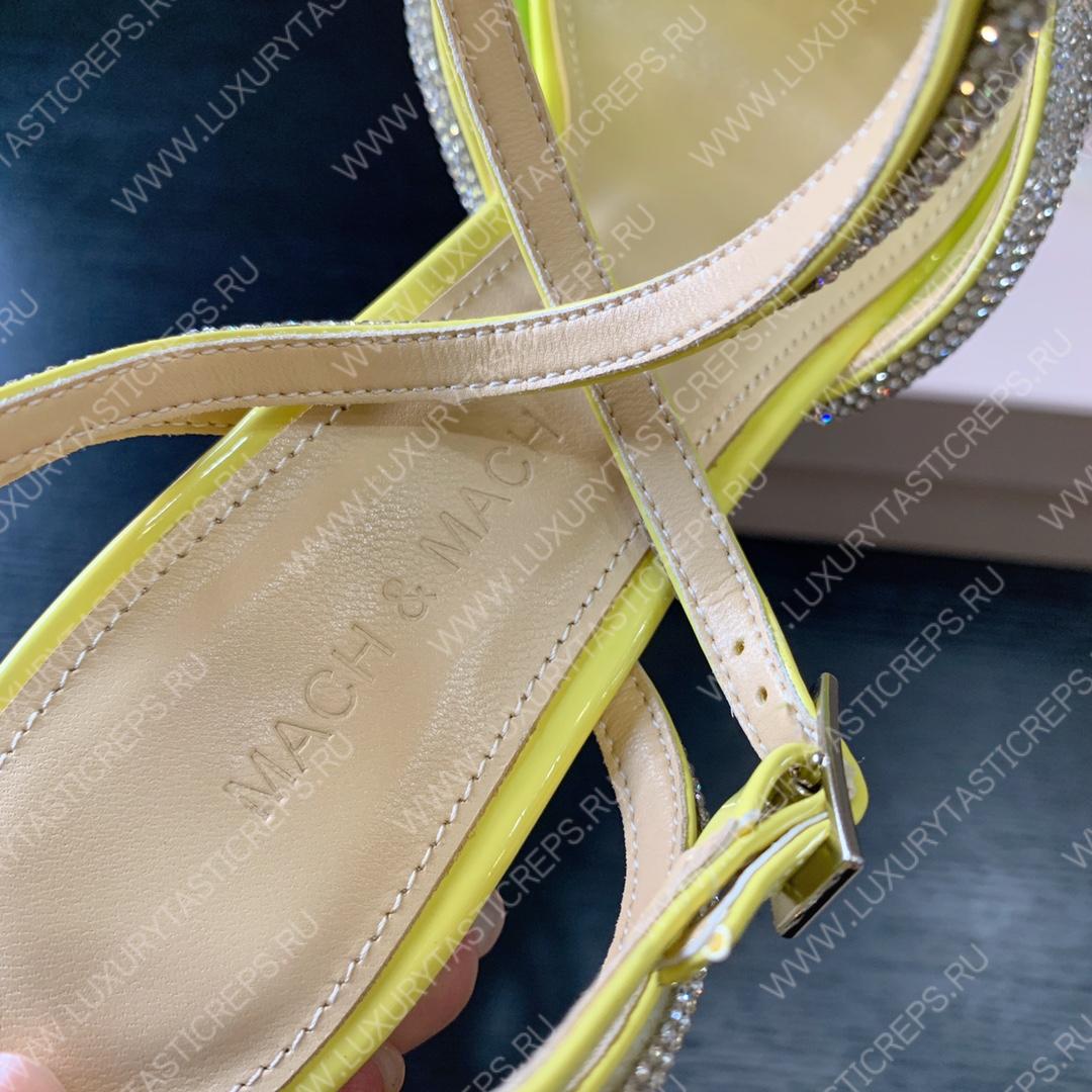 MACH AND MACH DOUBLE BOW 110 CRYSTAL SATIN PUMPS YELOW FW200235