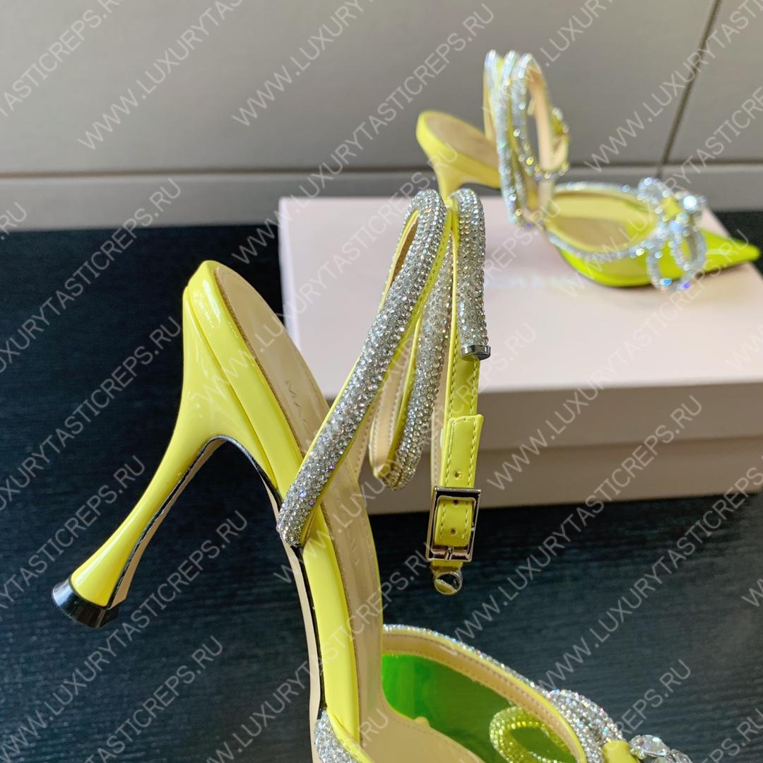 MACH AND MACH DOUBLE BOW 110 CRYSTAL SATIN PUMPS YELOW FW200235