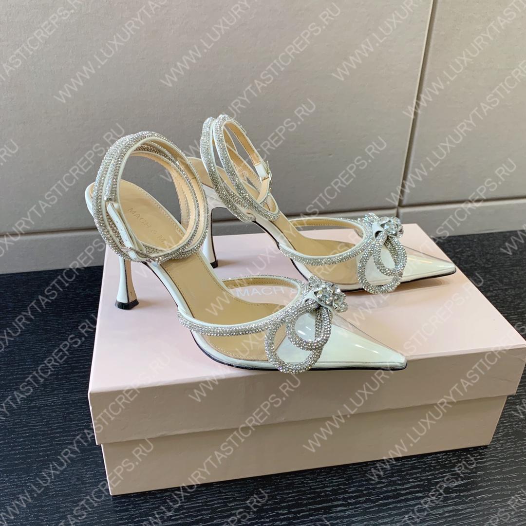 MACH AND MACH DOUBLE BOW 110 CRYSTAL SATIN PUMPS WHITE FW200235