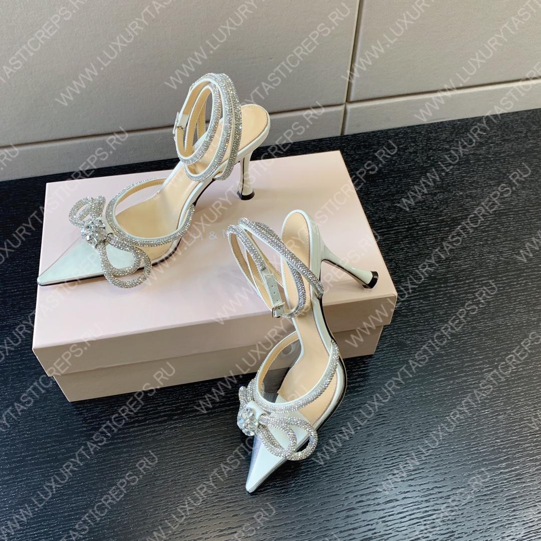 MACH AND MACH DOUBLE BOW 110 CRYSTAL SATIN PUMPS WHITE FW200235