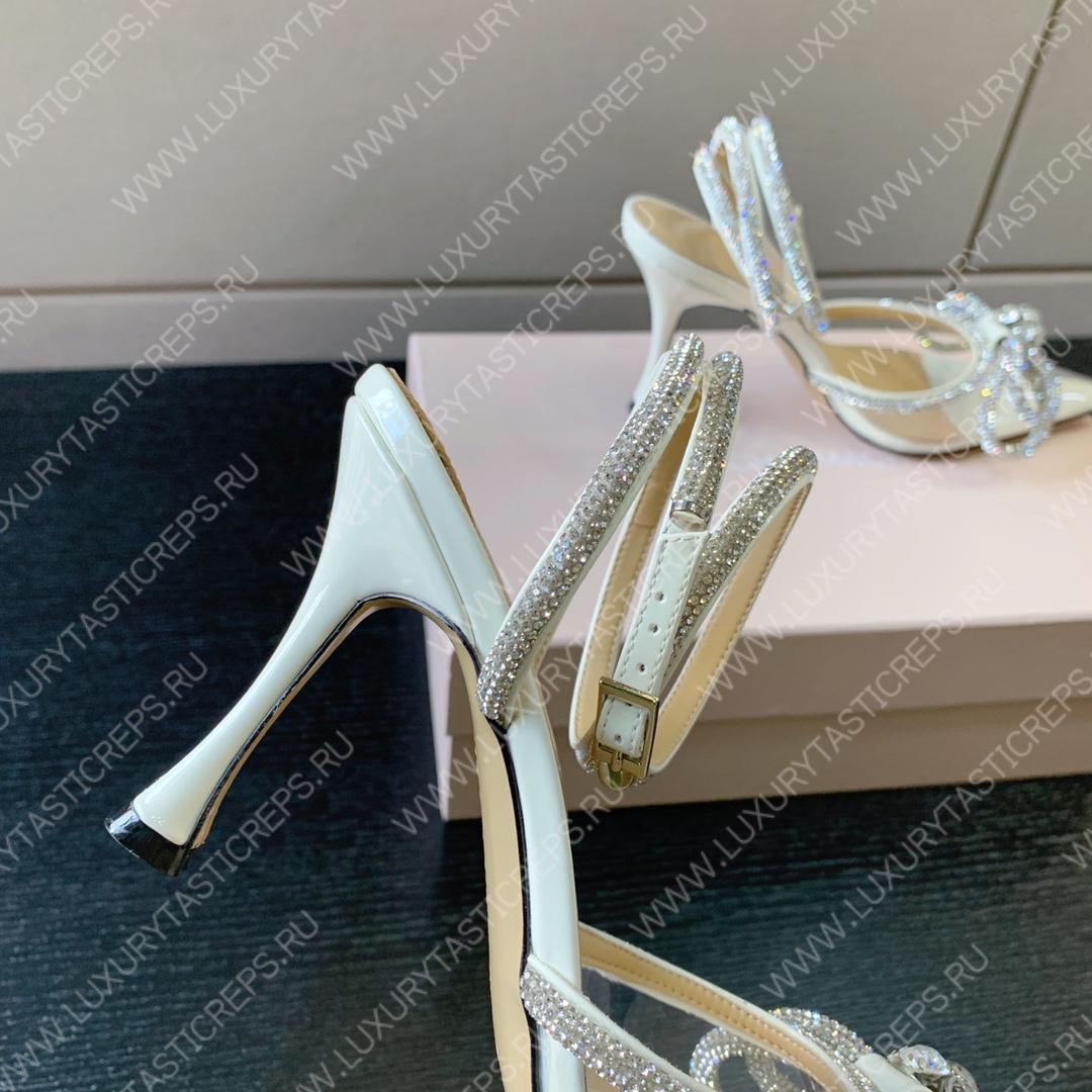 MACH AND MACH DOUBLE BOW 110 CRYSTAL SATIN PUMPS WHITE FW200235