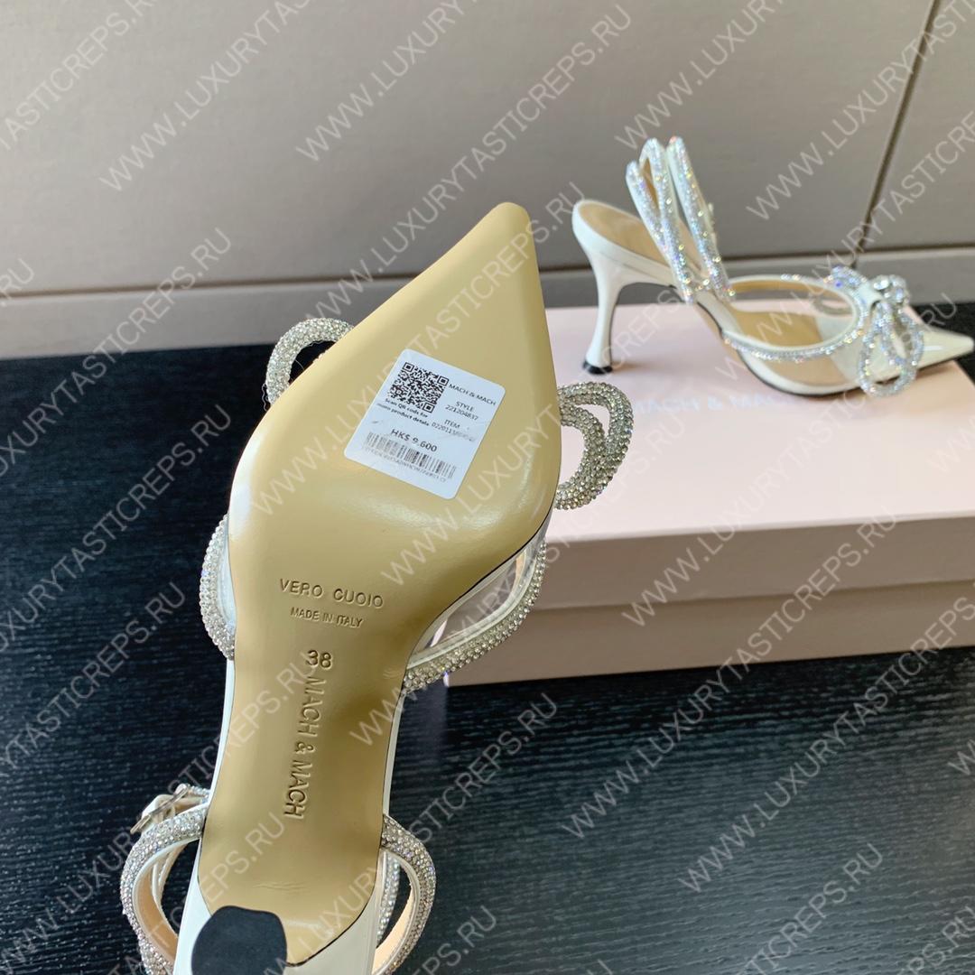 MACH AND MACH DOUBLE BOW 110 CRYSTAL SATIN PUMPS WHITE FW200235