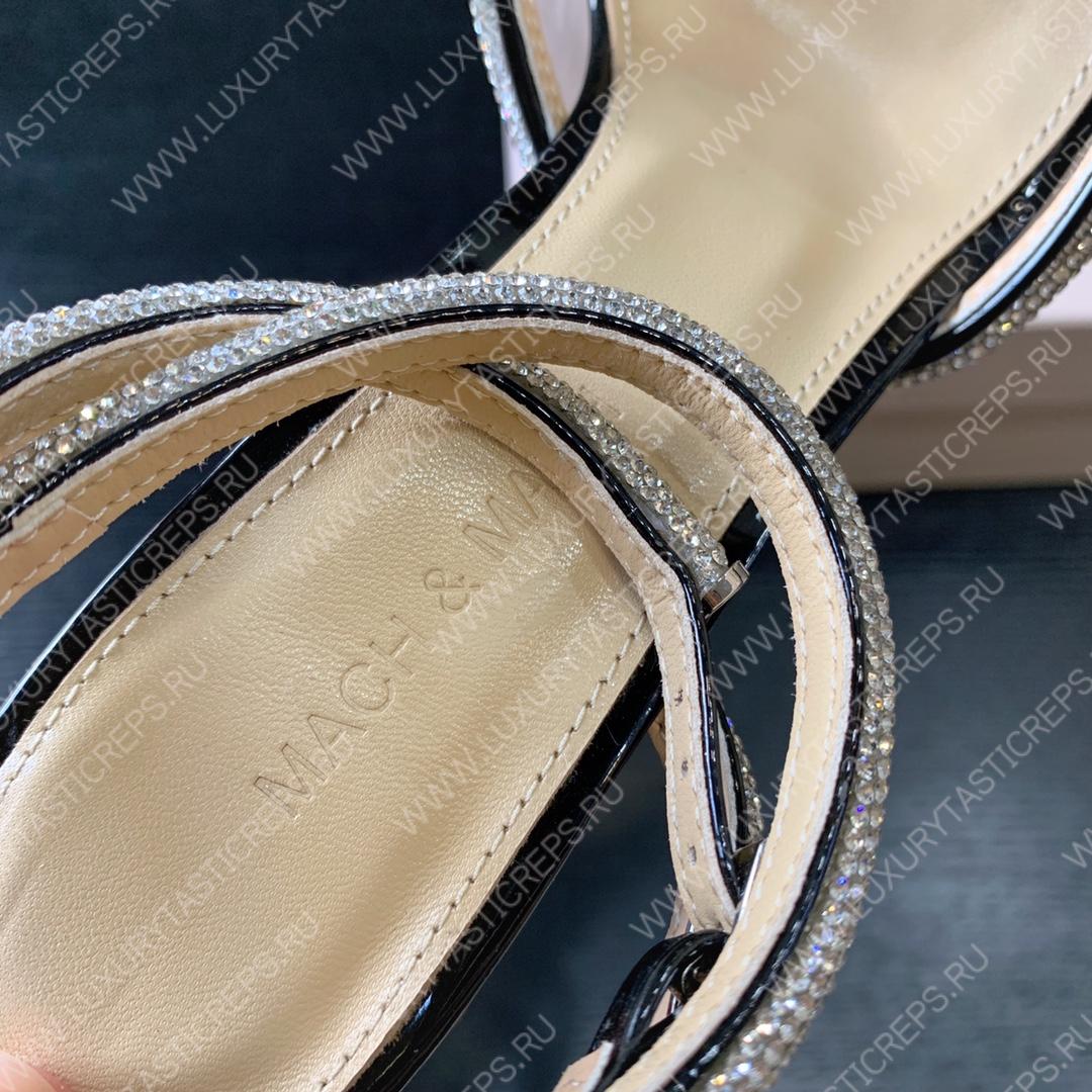 MACH AND MACH DOUBLE BOW 110 CRYSTAL SATIN PUMPS BLACK FW200235