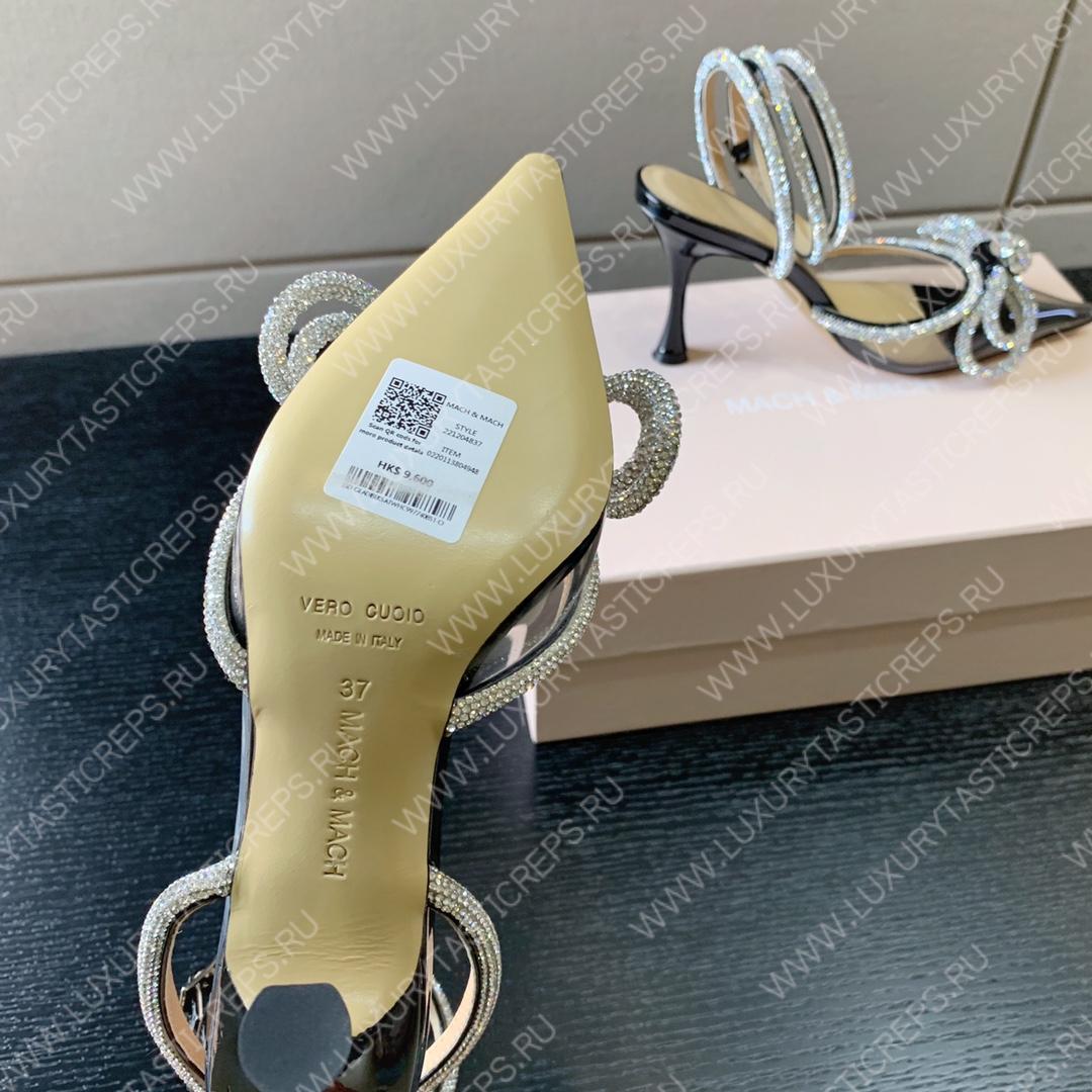 MACH AND MACH DOUBLE BOW 110 CRYSTAL SATIN PUMPS BLACK FW200235