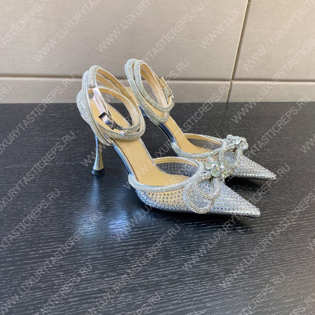 MACH & MACH Double Bow Pumps 110 SILVER