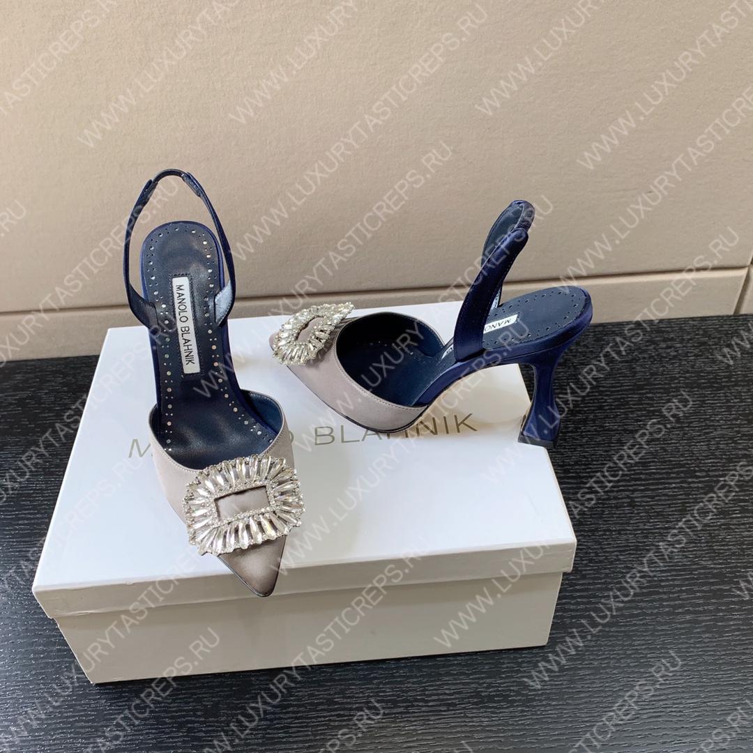 MANOLO BLAHNIK PRIETASLI SLINGBACK PUMPS GRAY 419-0473-0005