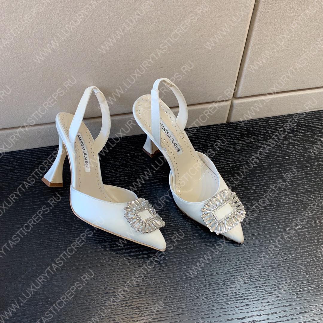MANOLO BLAHNIK PRIETASLI SLINGBACK PUMPS WHITE 419-0473-0005