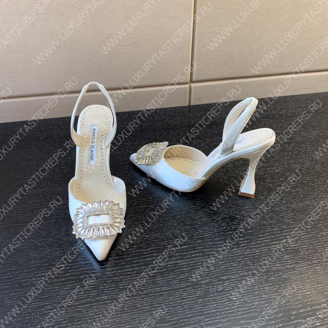 MANOLO BLAHNIK PRIETASLI SLINGBACK PUMPS WHITE 419-0473-0005