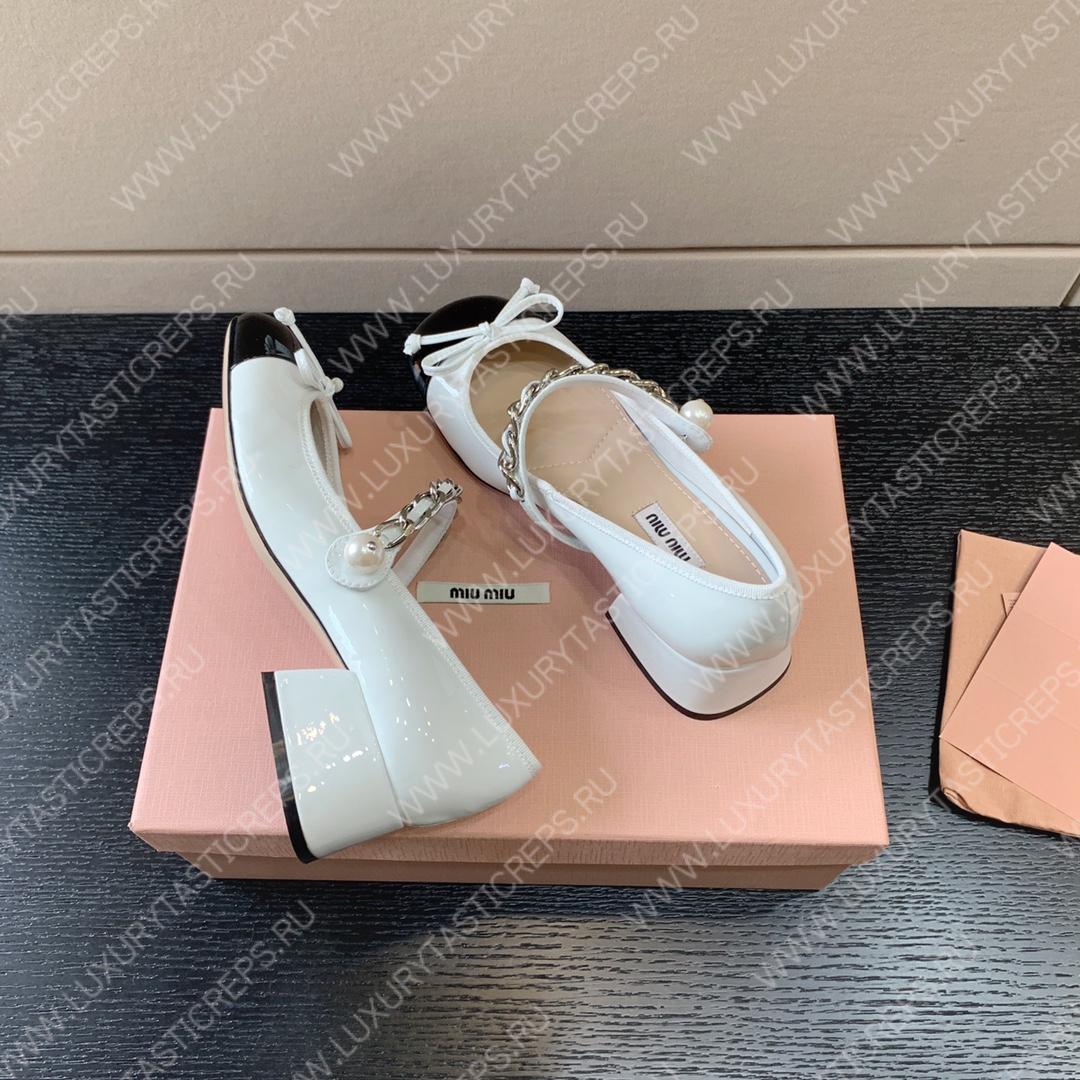 MIU MIU NAPLAK PUMPS WHITE AND BLACK 5I485D