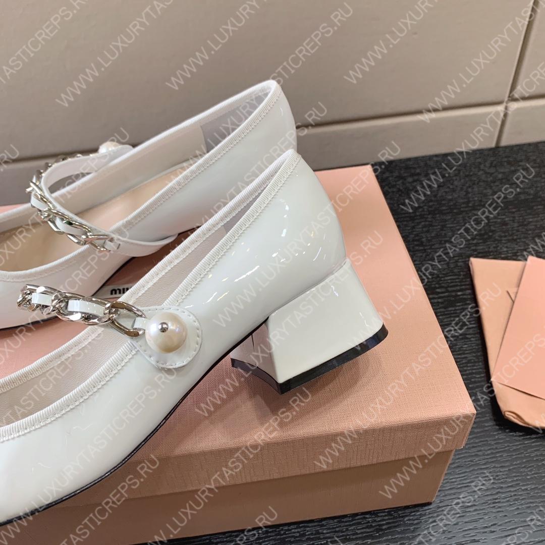 MIU MIU NAPLAK PUMPS WHITE AND BLACK 5I485D