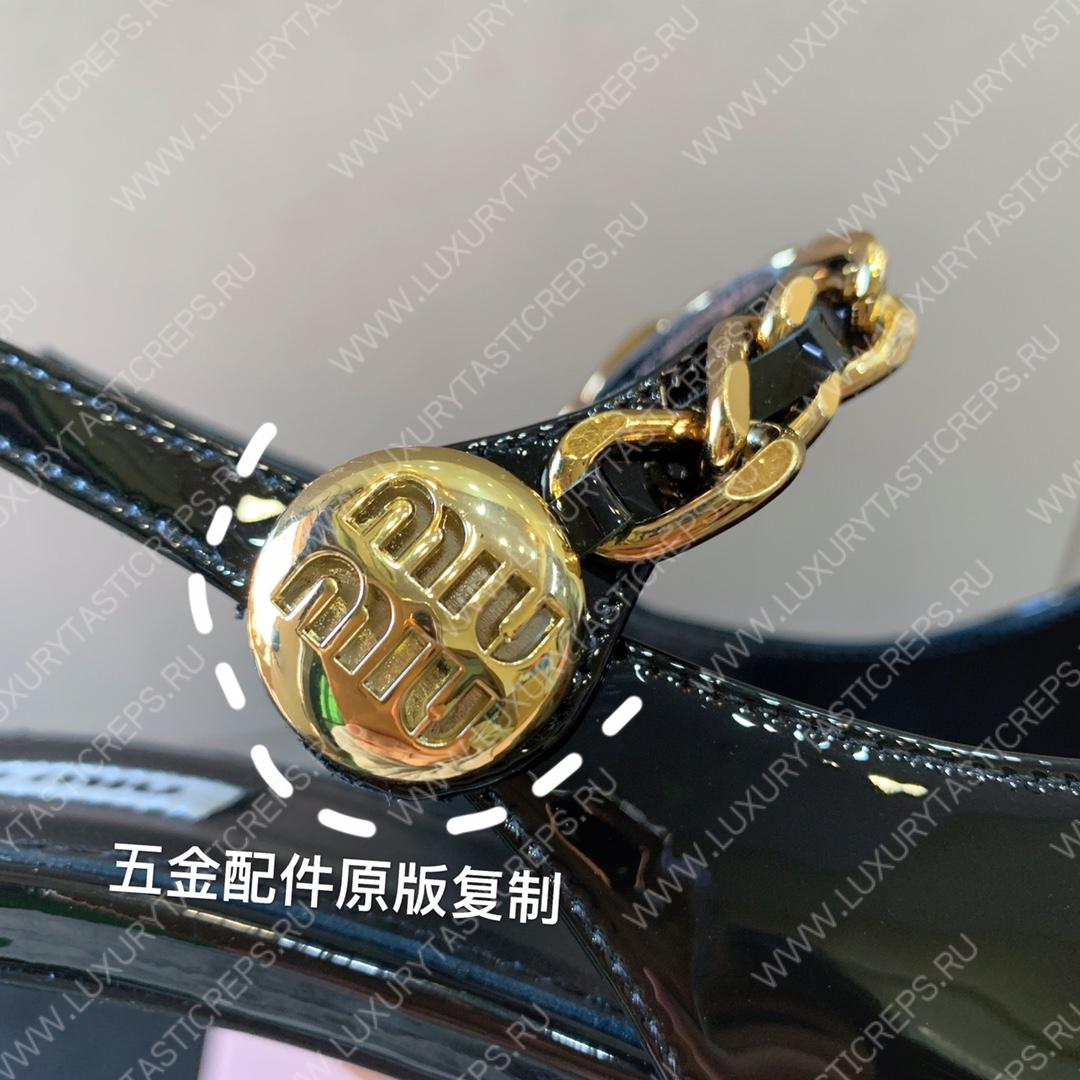 MIU MIU PATENT LEATHER SLINGBACK PUMPS BLACK 5I813D