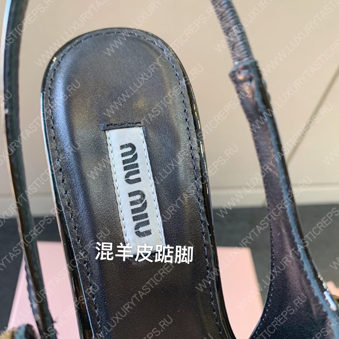 MIU MIU PATENT LEATHER SLINGBACK PUMPS BLACK 5I813D