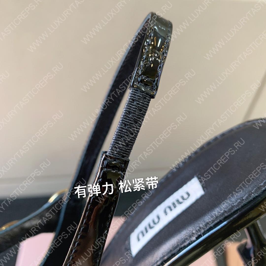 MIU MIU PATENT LEATHER SLINGBACK PUMPS BLACK 5I813D