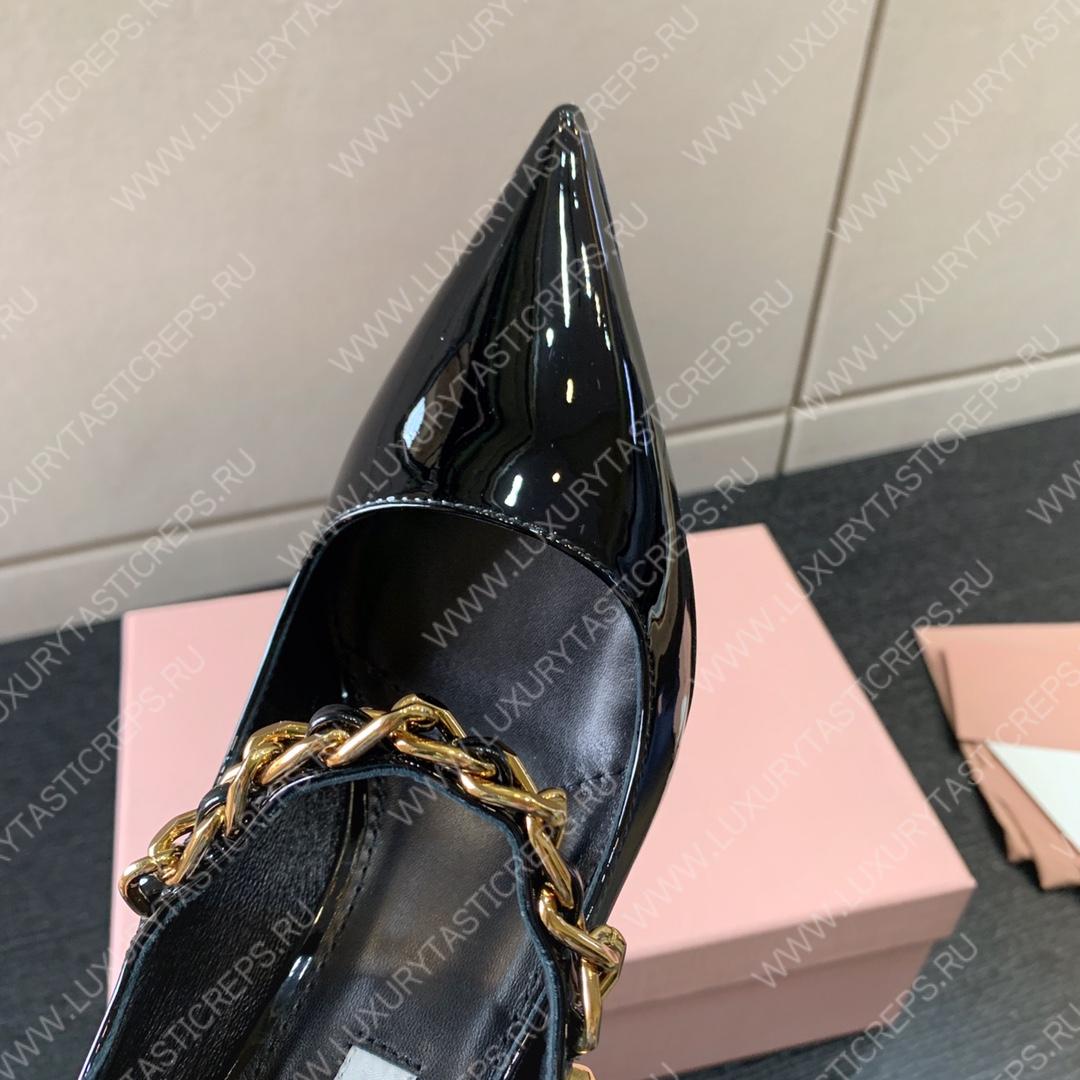 MIU MIU PATENT LEATHER PUMPS BLACK 5I814D
