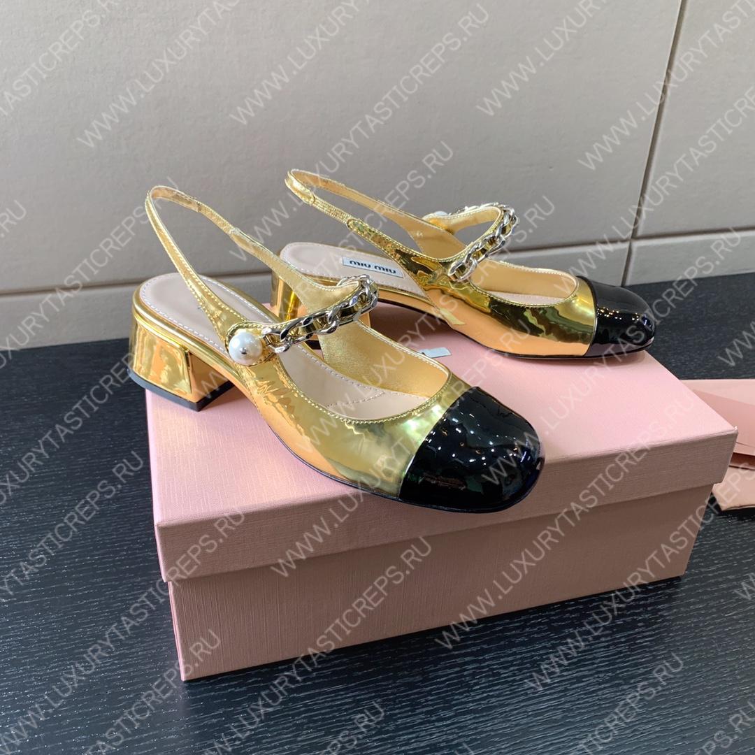 MIU MIU SLINGBACK PUMPS ALABASTER GOLD 5I460D