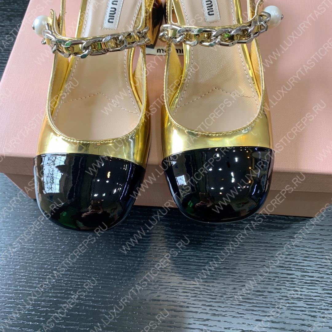 MIU MIU SLINGBACK PUMPS ALABASTER GOLD 5I460D