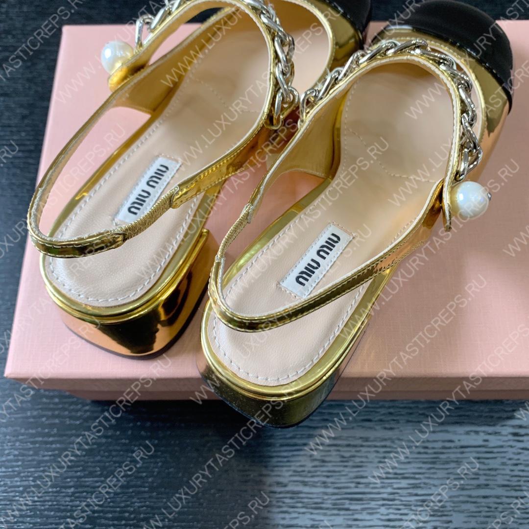 MIU MIU SLINGBACK PUMPS ALABASTER GOLD 5I460D