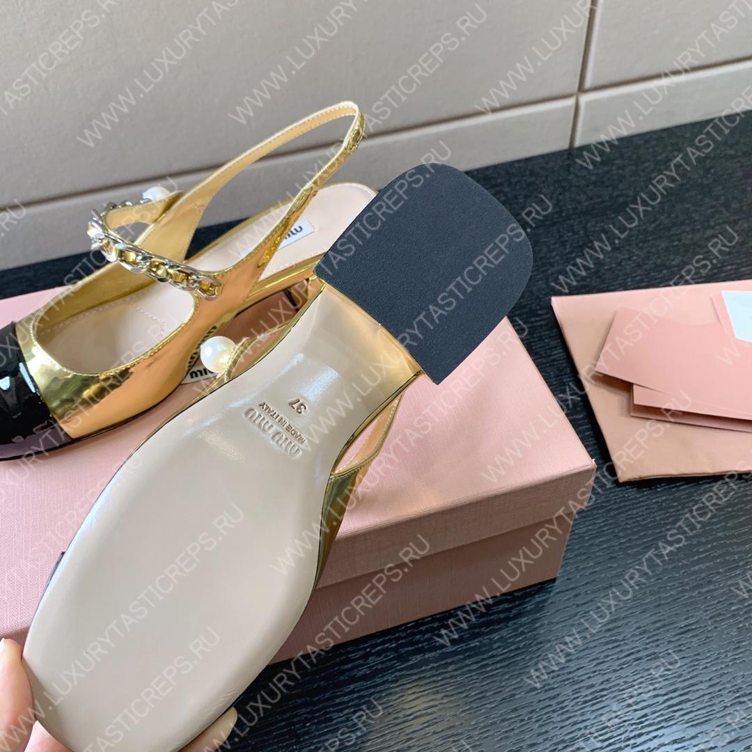 MIU MIU SLINGBACK PUMPS ALABASTER GOLD 5I460D