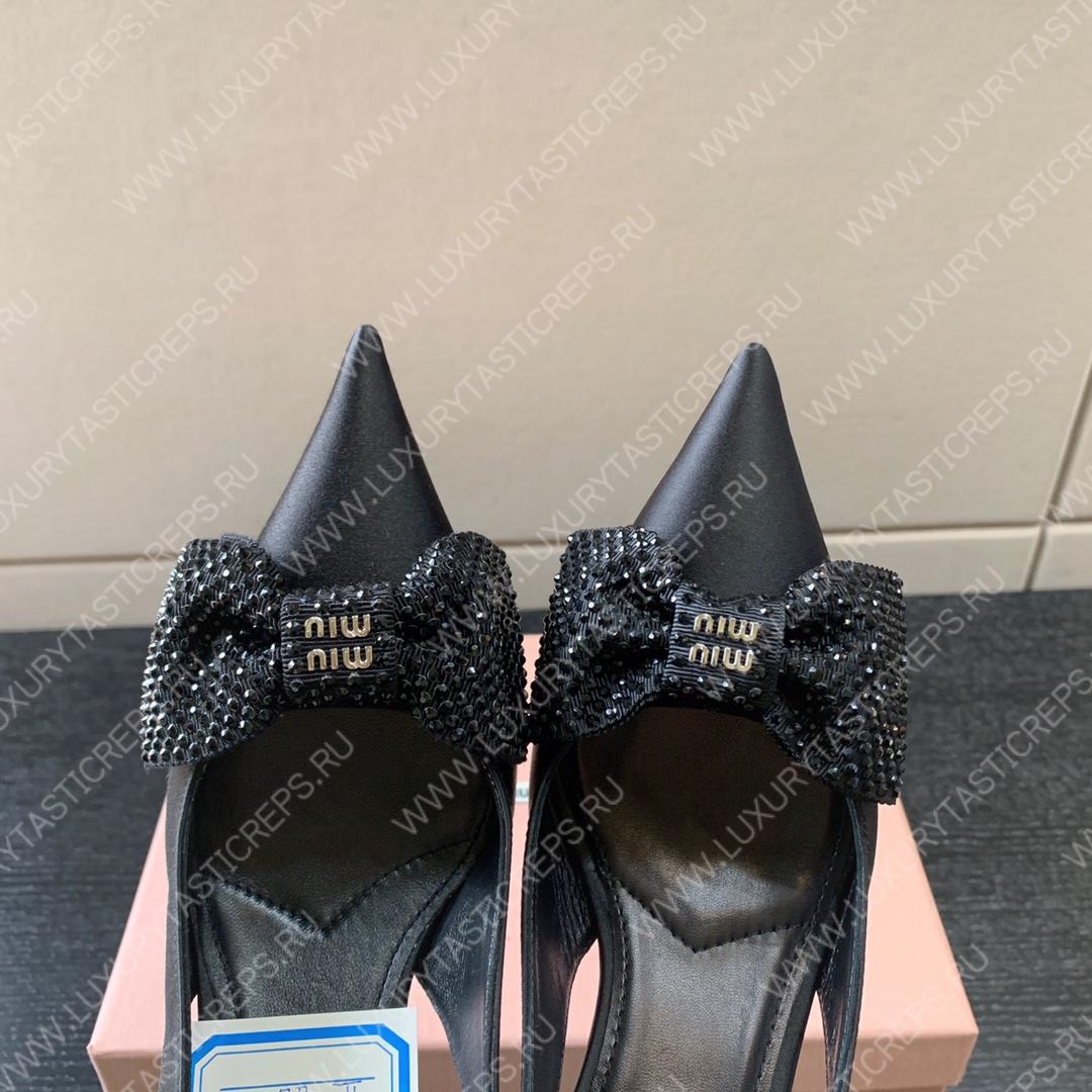MIU MIU SLINGBACK BOW PUMPS BLACK 5I811D