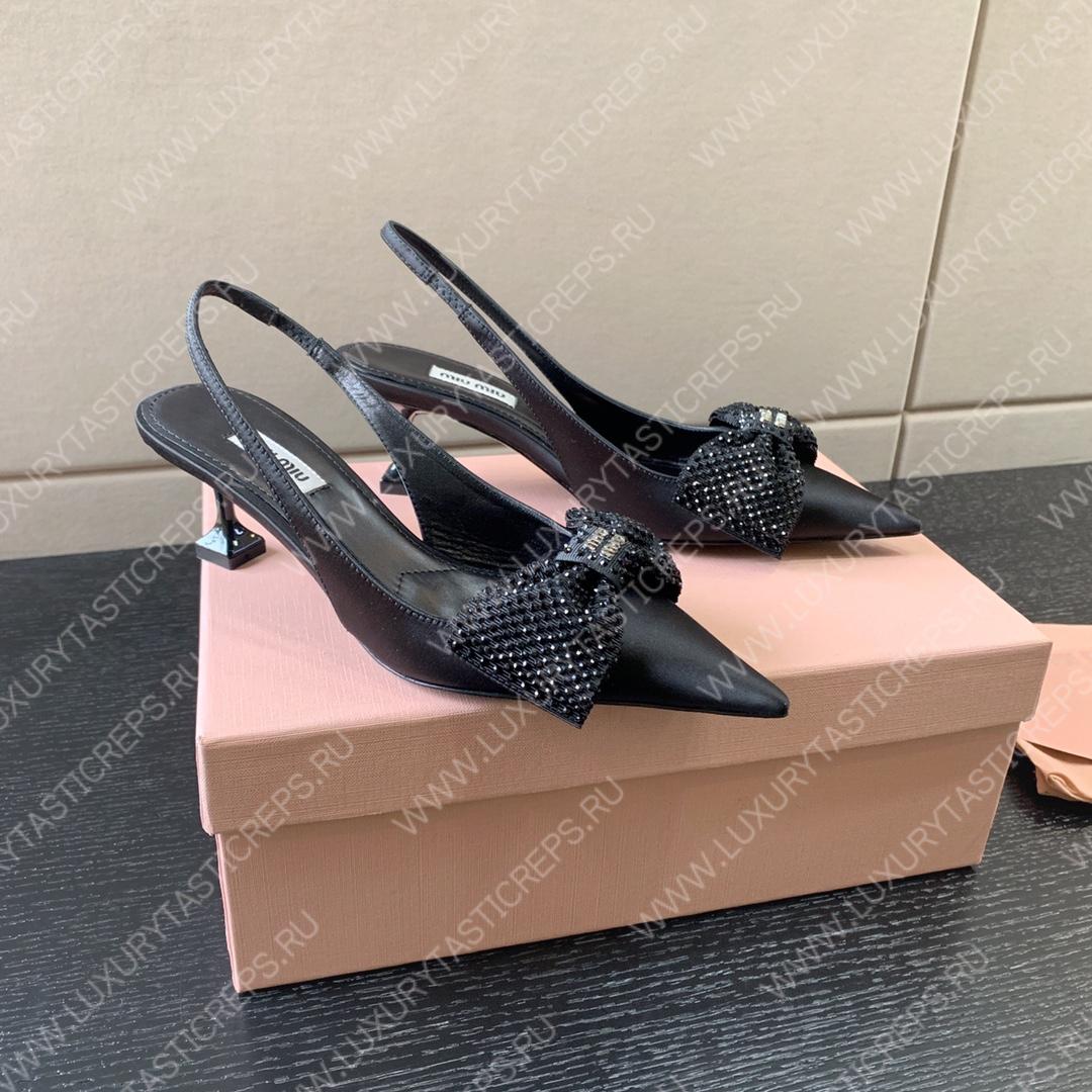 MIU MIU SLINGBACK BOW PUMPS BLACK 5I811D