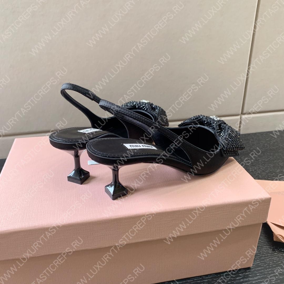 MIU MIU SLINGBACK BOW PUMPS BLACK 5I811D