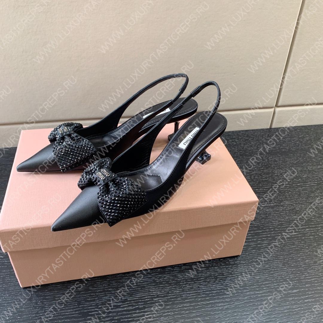 MIU MIU SLINGBACK BOW PUMPS BLACK 5I811D