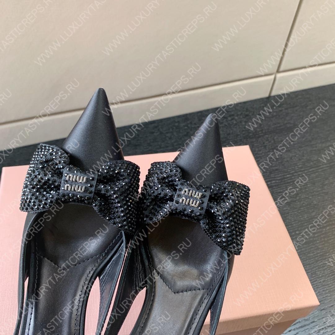 MIU MIU SLINGBACK BOW PUMPS BLACK 5I811D