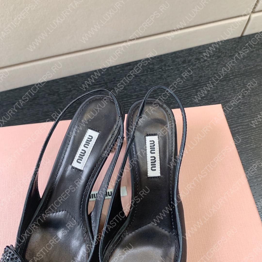 MIU MIU SLINGBACK BOW PUMPS BLACK 5I811D
