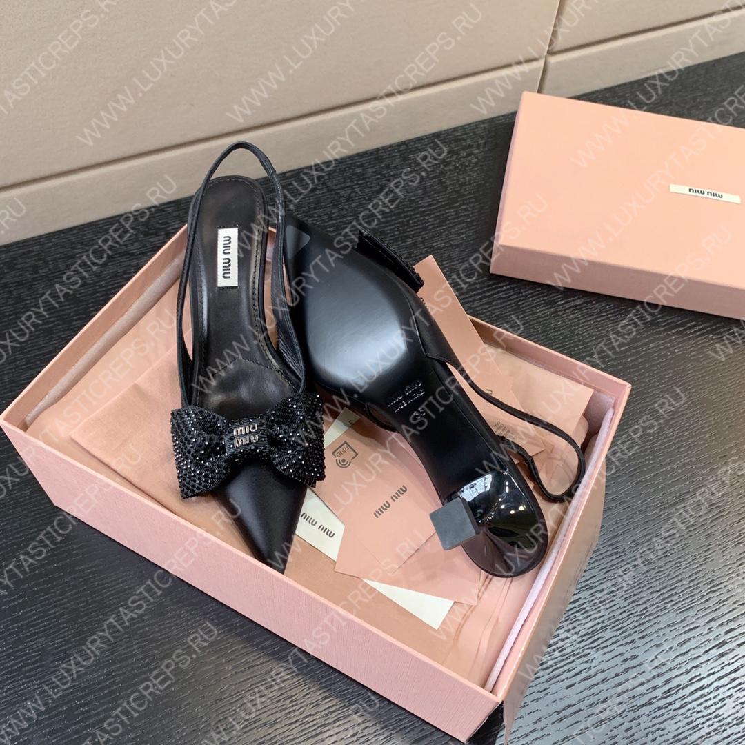 MIU MIU SLINGBACK BOW PUMPS BLACK 5I811D