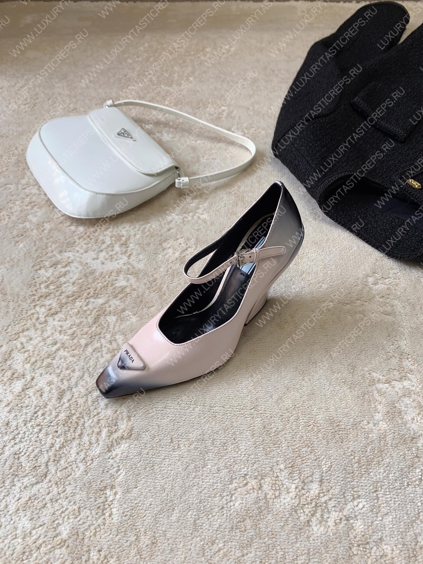 Pra*a brushed pumps leather platinum 1i982m