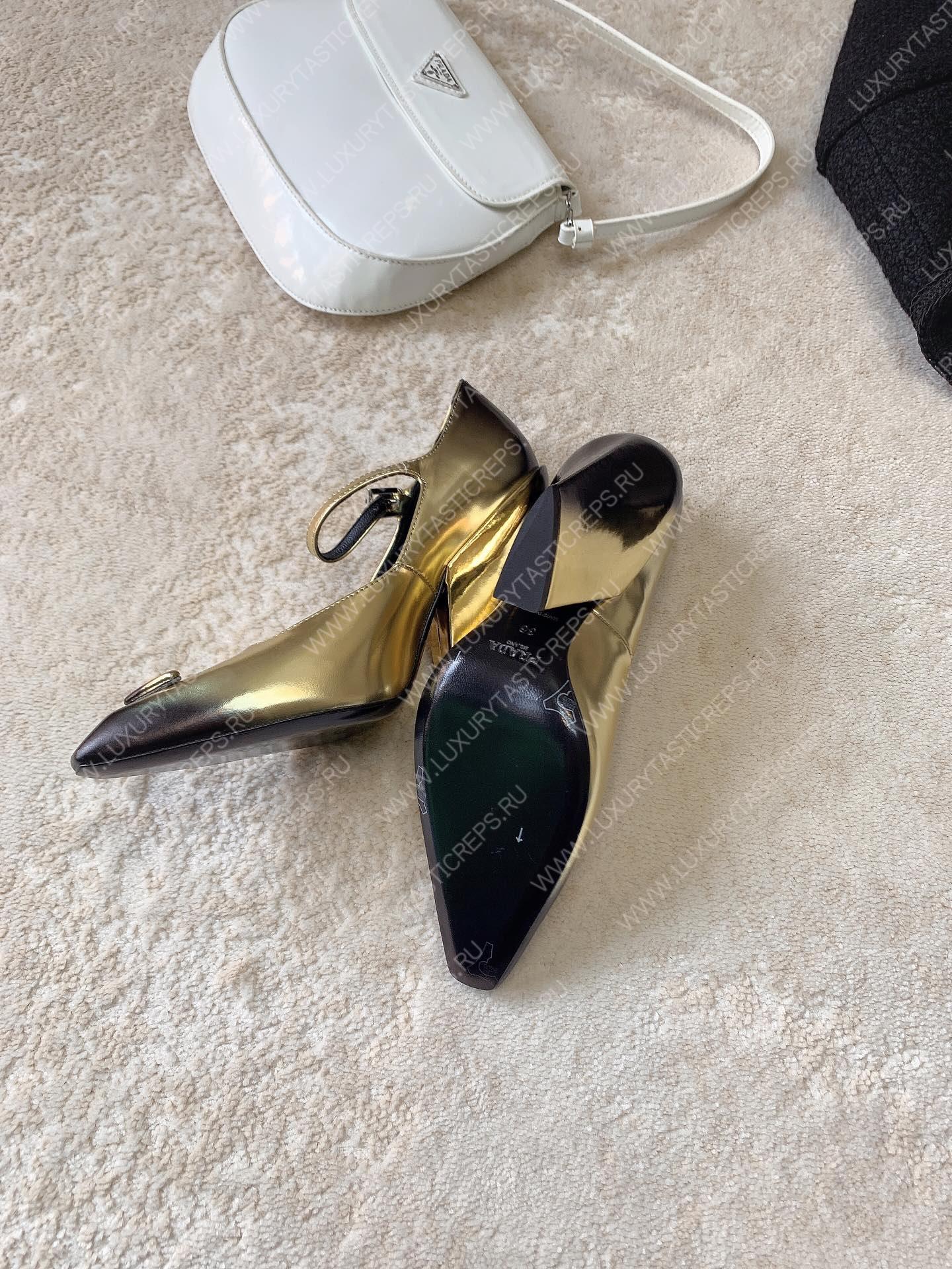 Pra*a brushed pumps leather gold 1i982m