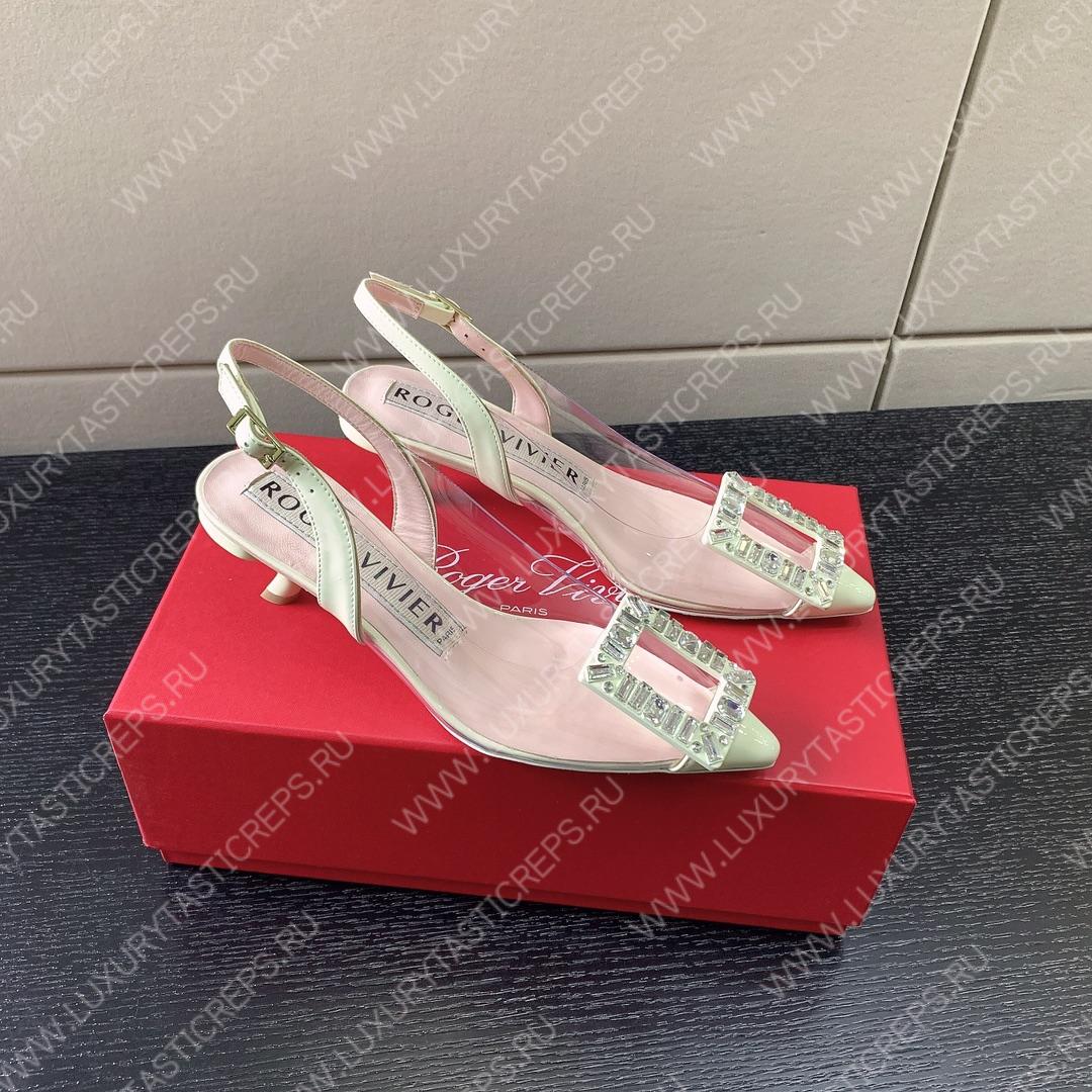 ROGER VIVIER VIRGULE BUCKLE SLINGBACK PUMPS OFF-WHITE RVW63831